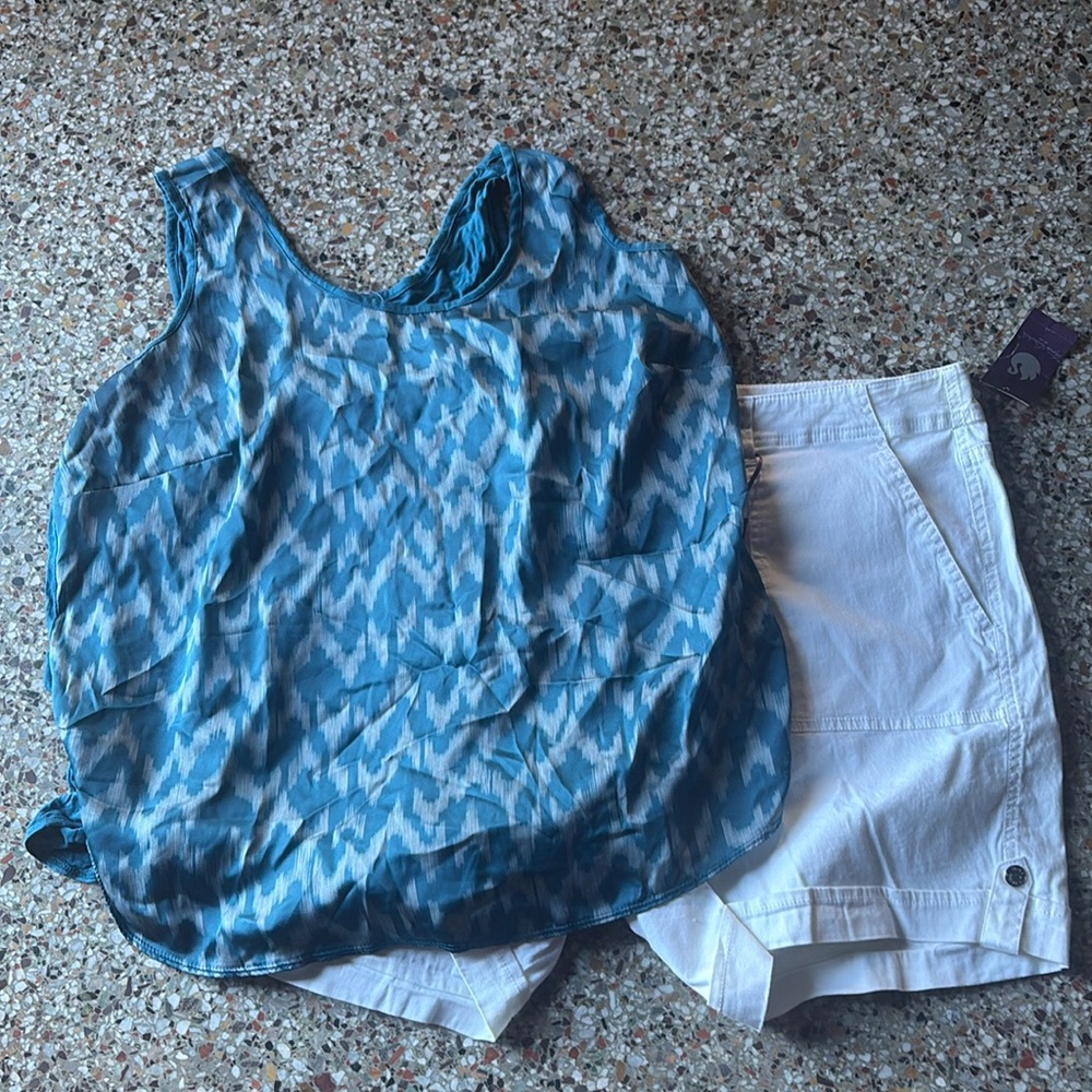 Women’s NWT shorts 18W and NWOT sleeveless top 1X. Comes from a smoke free home.